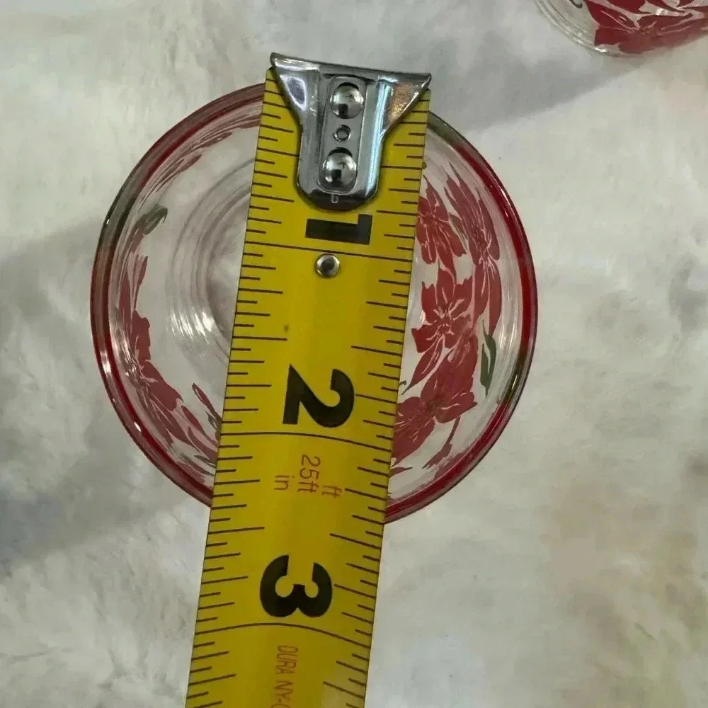 Vintage Pointsetta Christmas Juice Glass Set of Five Holiday Glasses Party EUC - Picture 10 of 12